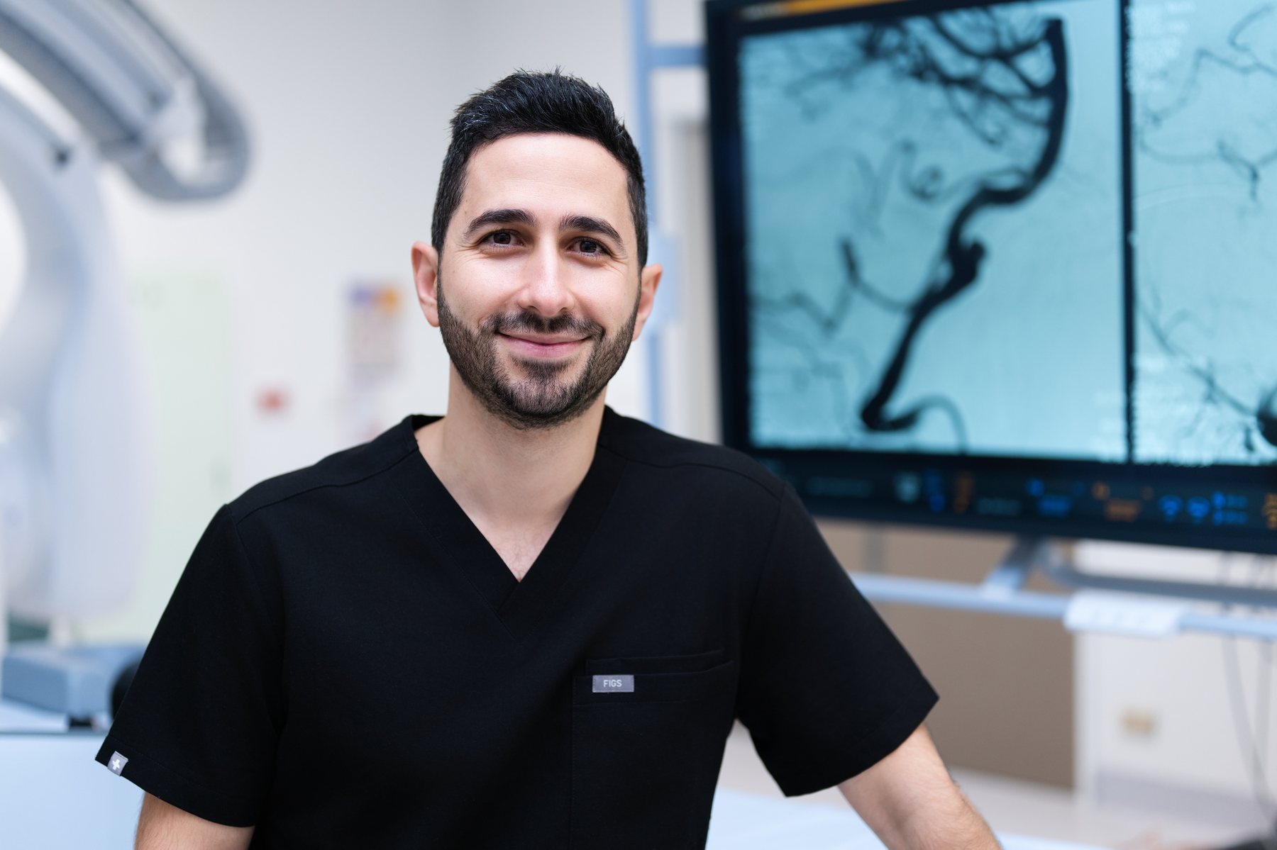 Dr Amer Mitchelle in the angiography suite